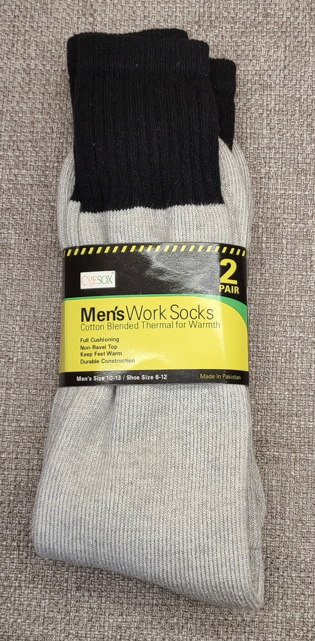 Men's Thermal Work Socks - 2 Pairs - Size 10-13