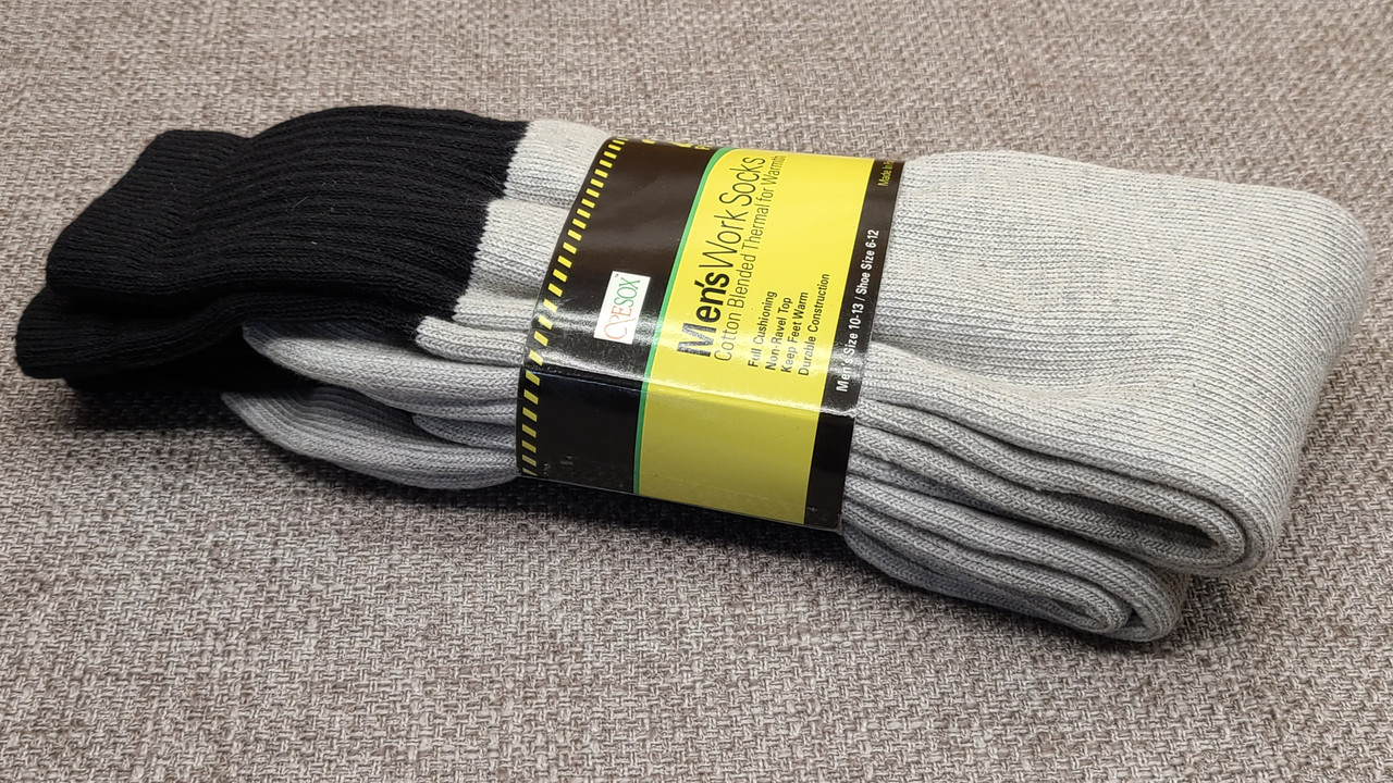 Men's Thermal Work Socks - 2 Pairs - Size 10-13