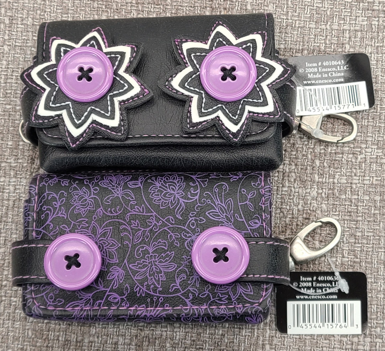 23 Black & Purple Patterned Mirrored Lipstick Cases