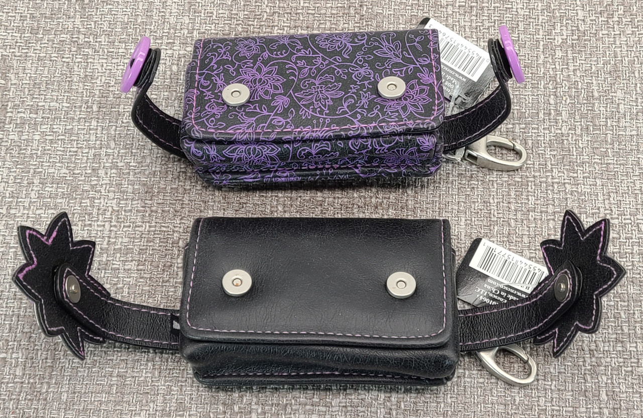 23 Black & Purple Patterned Mirrored Lipstick Cases