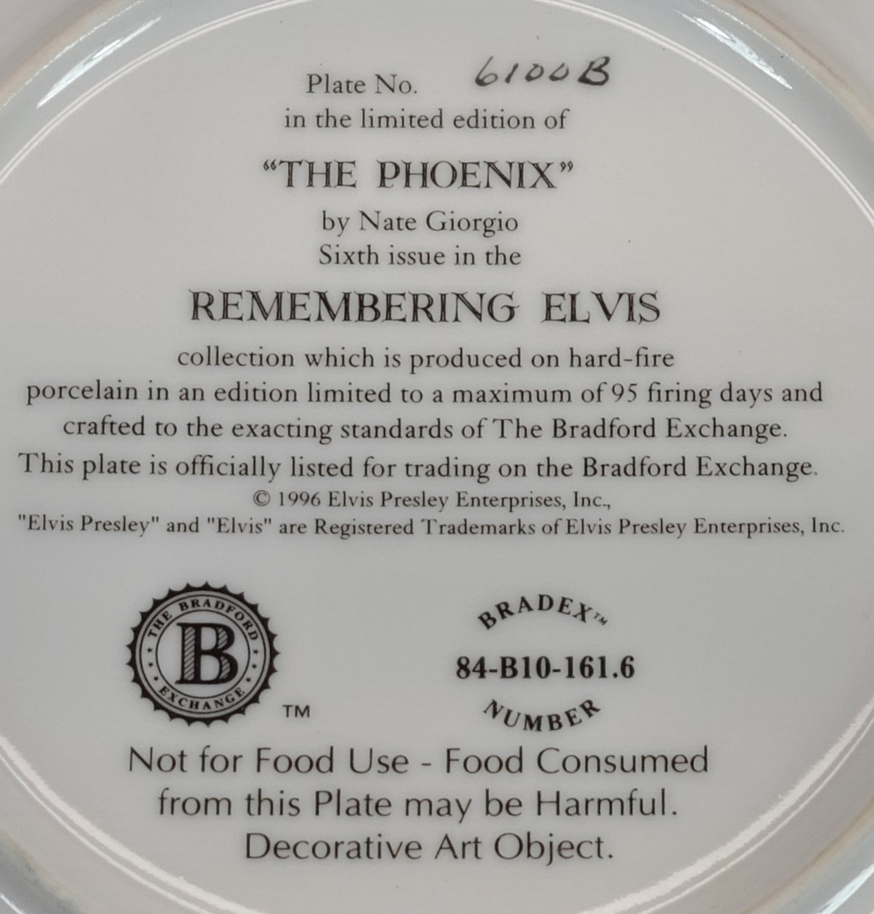 Elvis Presley Limited Edition "The Phoenix" Collector's Plate
