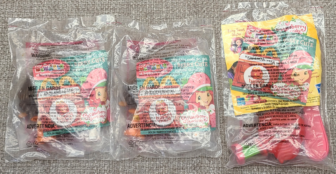 3 Strawberry Shortcake McDonalds Happy Meal Toys