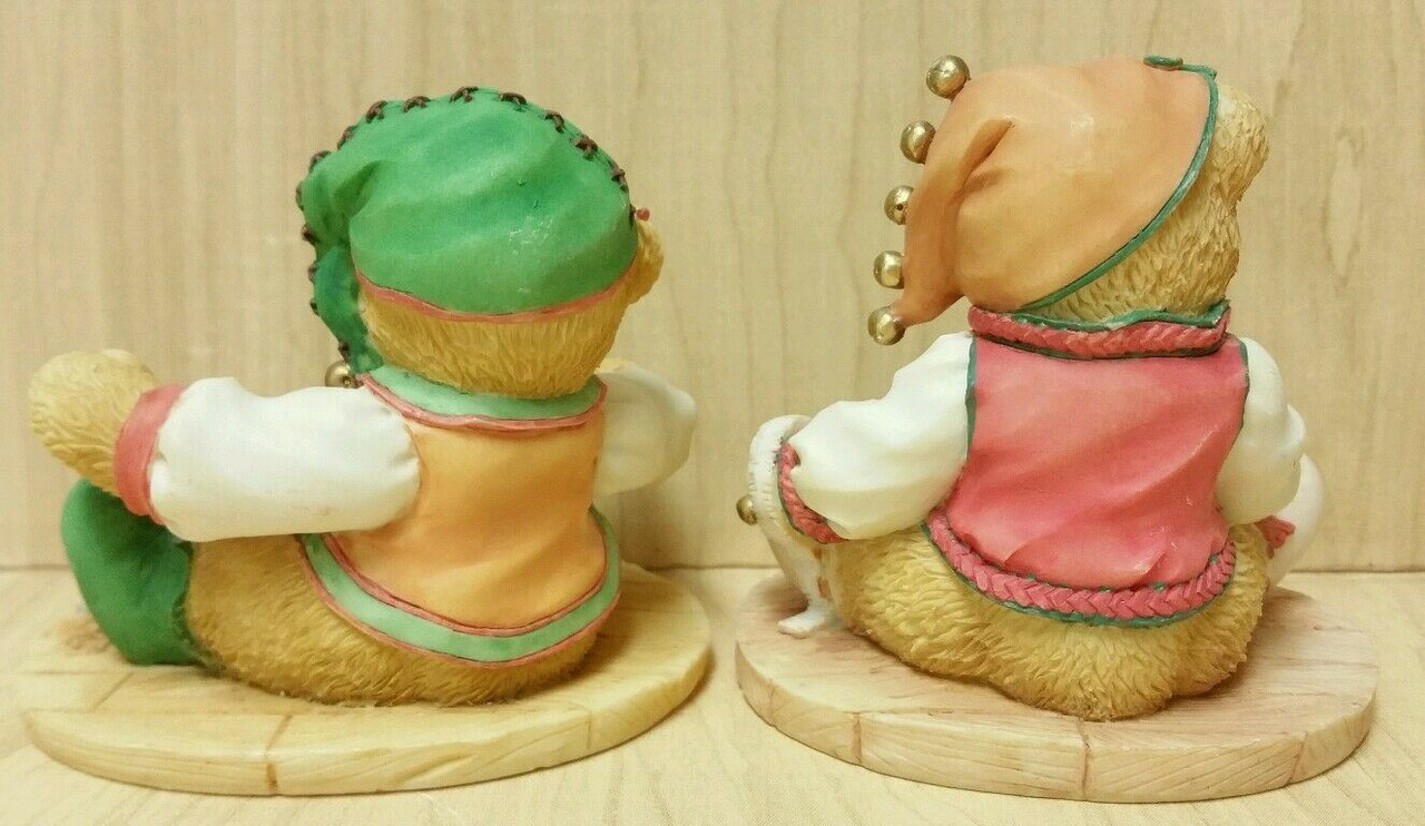 2 Cherished Teddies MERI & YULE Bears - Elf Toy Builders