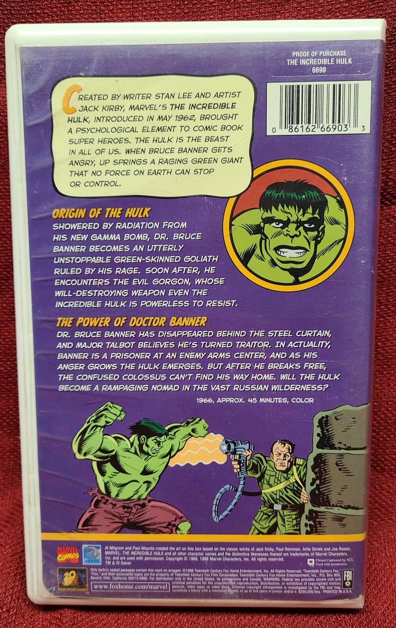 The Incredible Hulk VHS Movie "The Power of Doctor Banner"