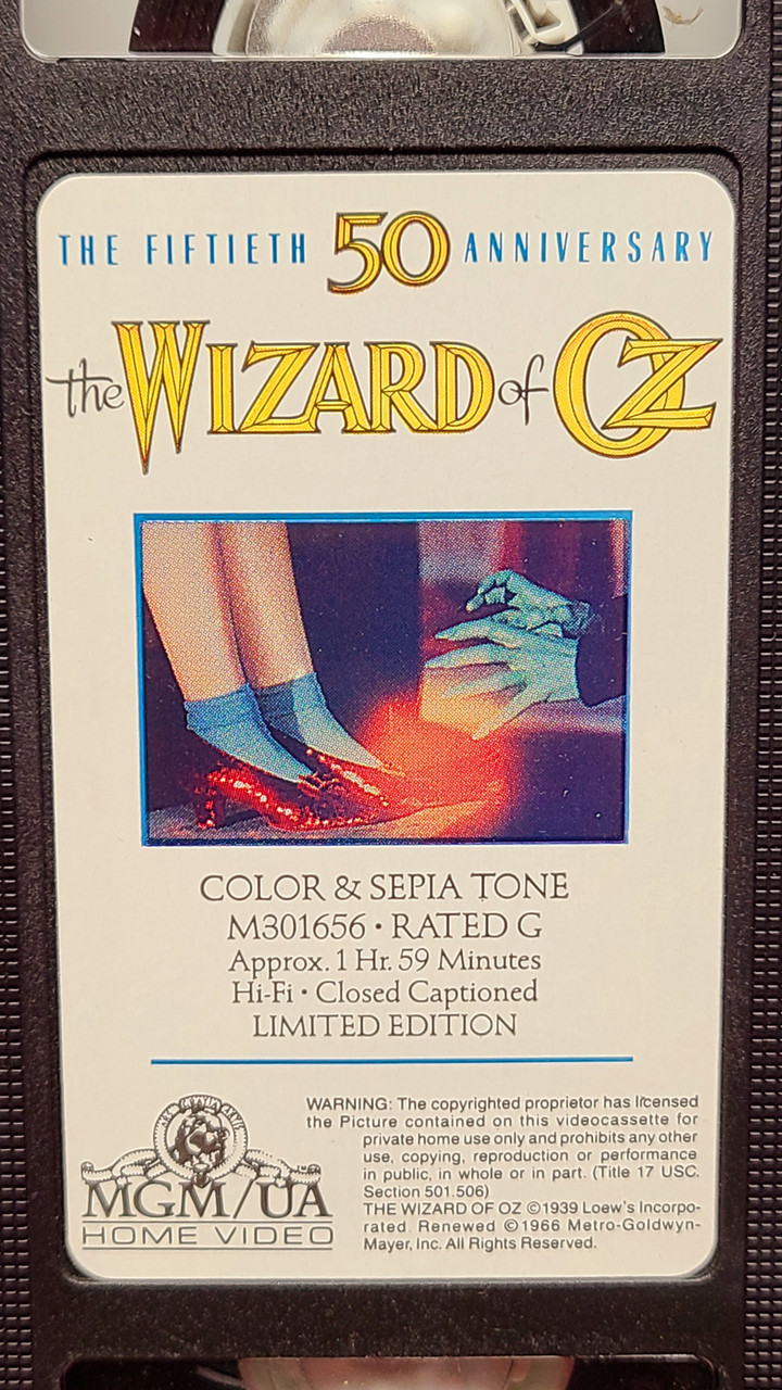 The Wizard of Oz VHS Movie - The Fiftieth 50th Anniversary (1989)