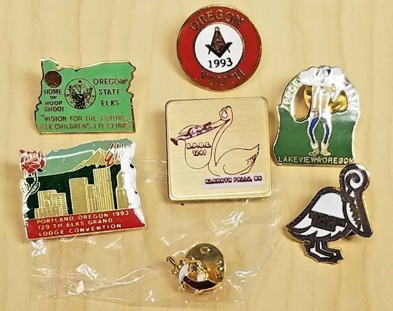 8 Vintage BPOE Elks Shriners OREGON State PINS Convention Centennial  Lot #7