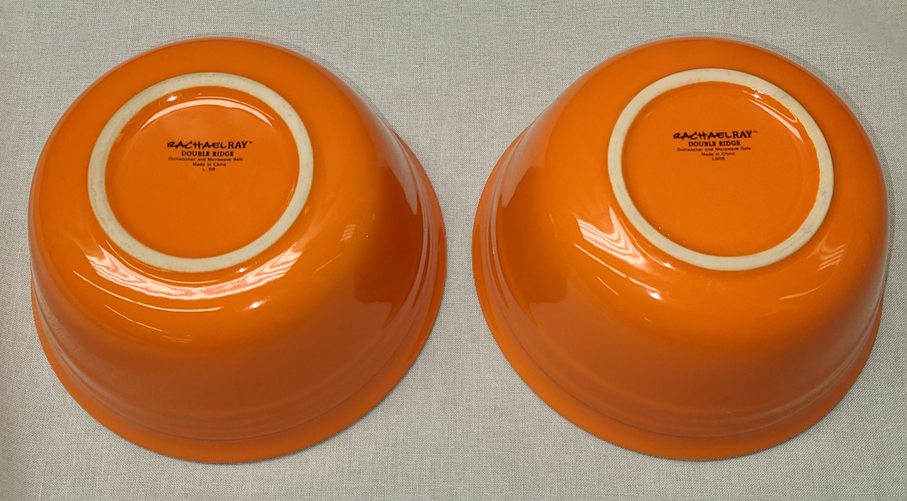 2 Rachel Ray Double Ridge Orange Cereal Bowls