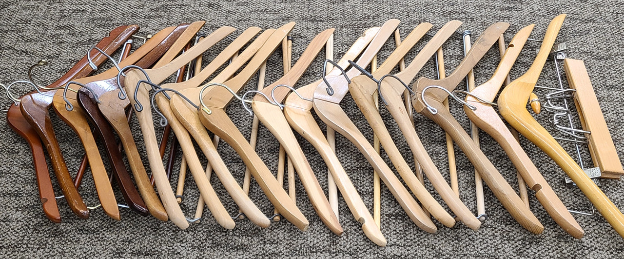 Lot of 17 Wood Coat Hangers Plain