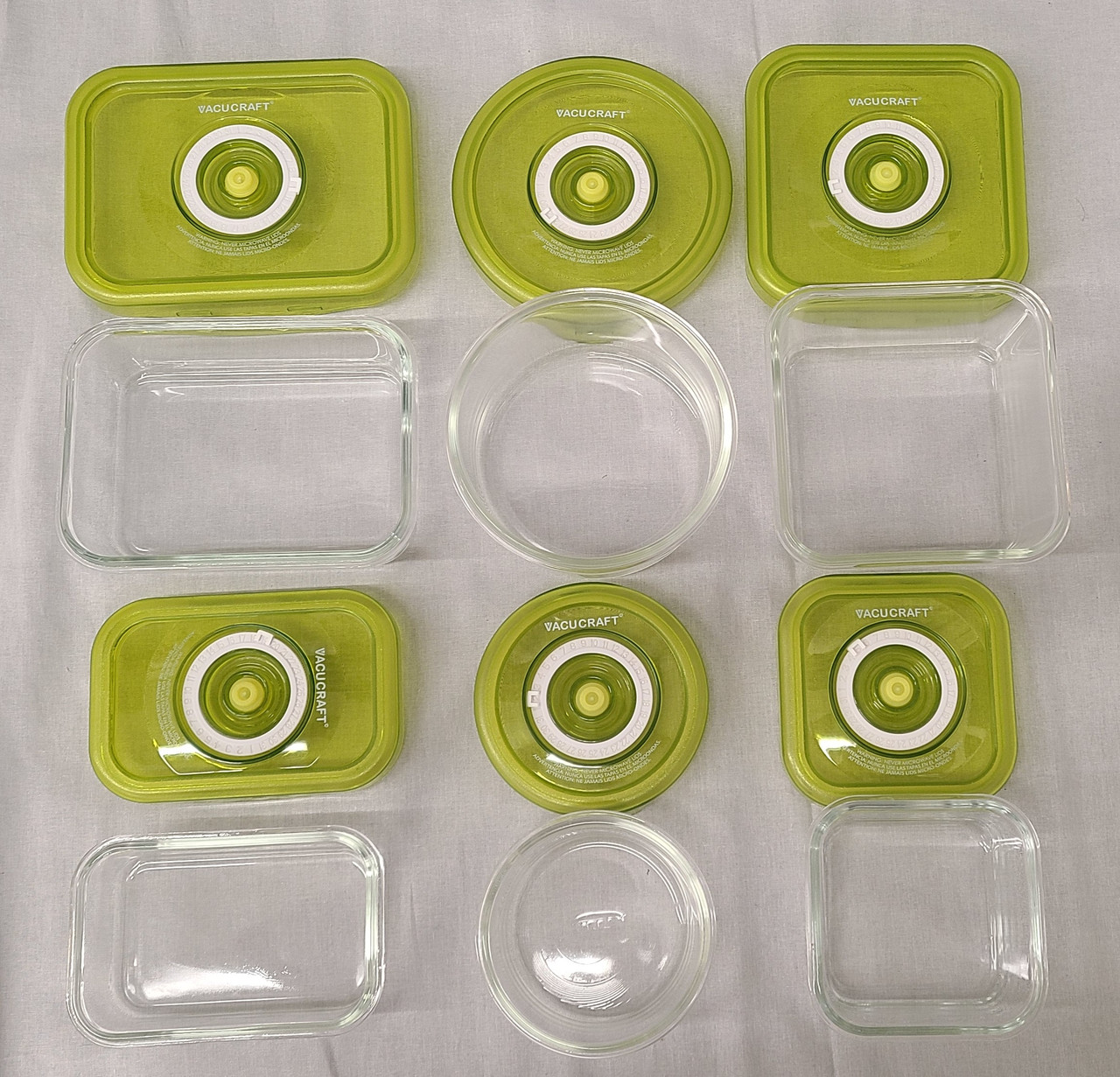 6 VacuCraft Glass Containers