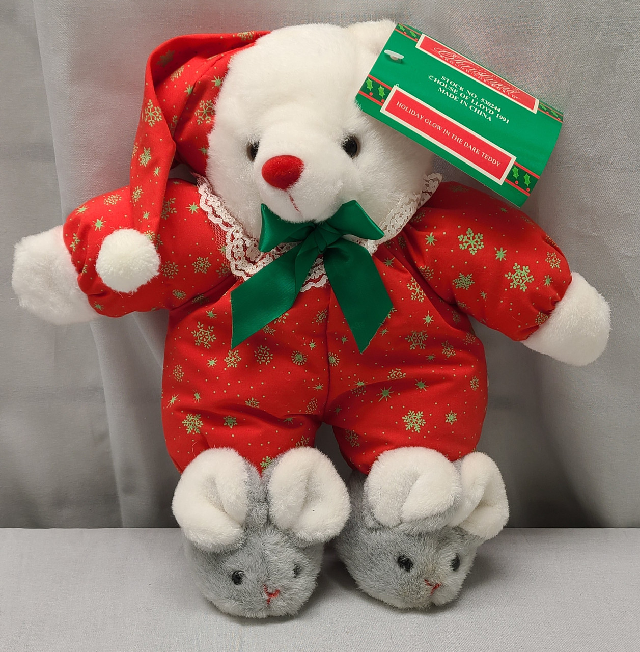 Vintage Holiday House of Lloyd "Glow In The Dark Teddy" 1991