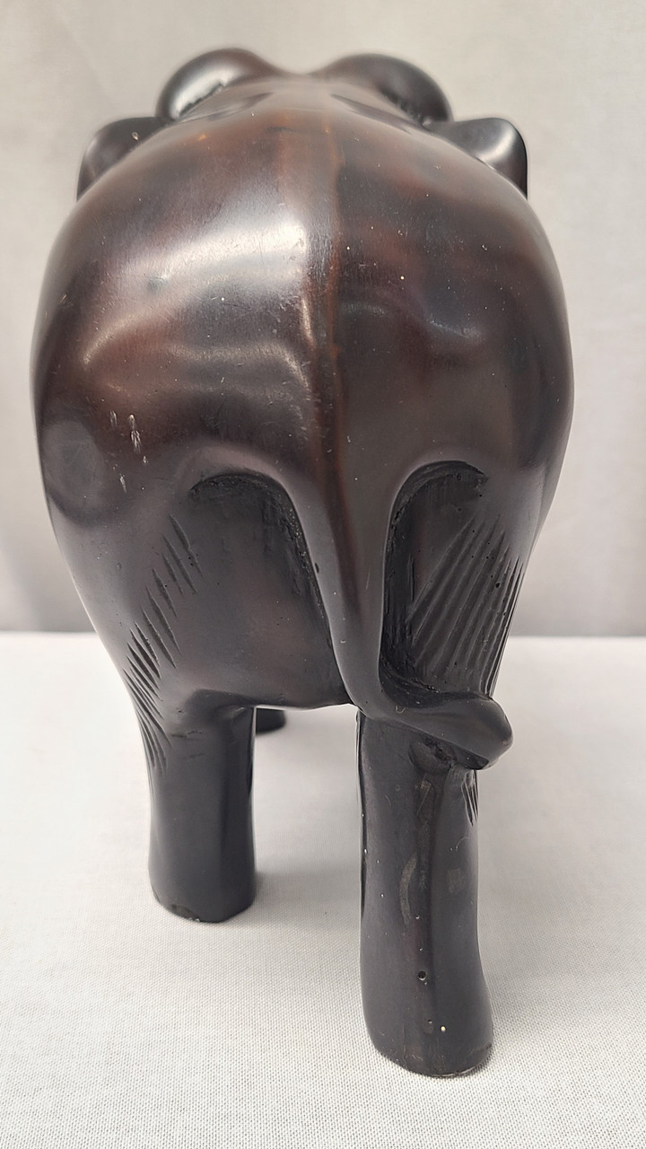 Heavy Dark Brown Elephant Figurine 6 1/4" tall