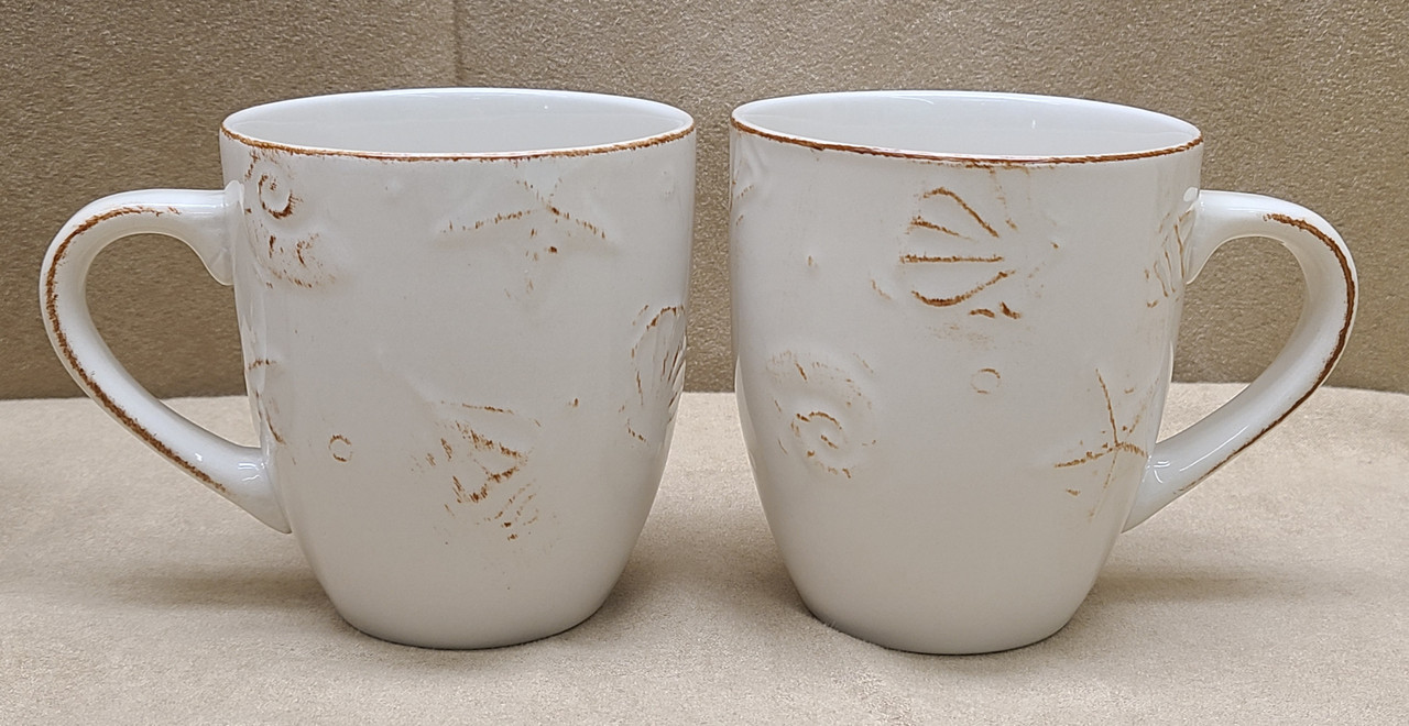 4 New Thomson Pottery "Hampton" Stoneware Seashell Mugs