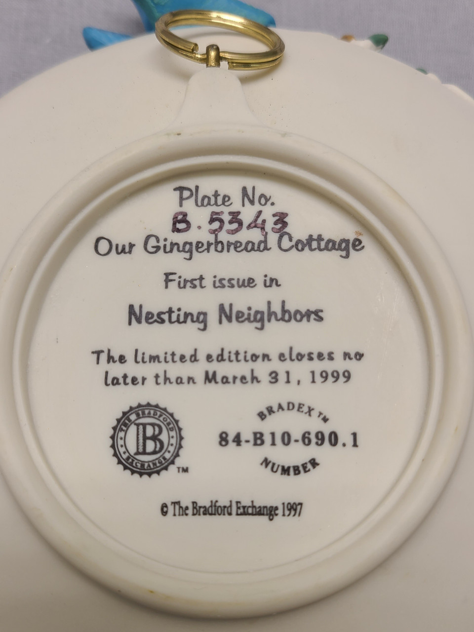 "Our Gingerbread Cottage" Bird Scene Plate #1 Nesting Neighbors Brandford Exchange