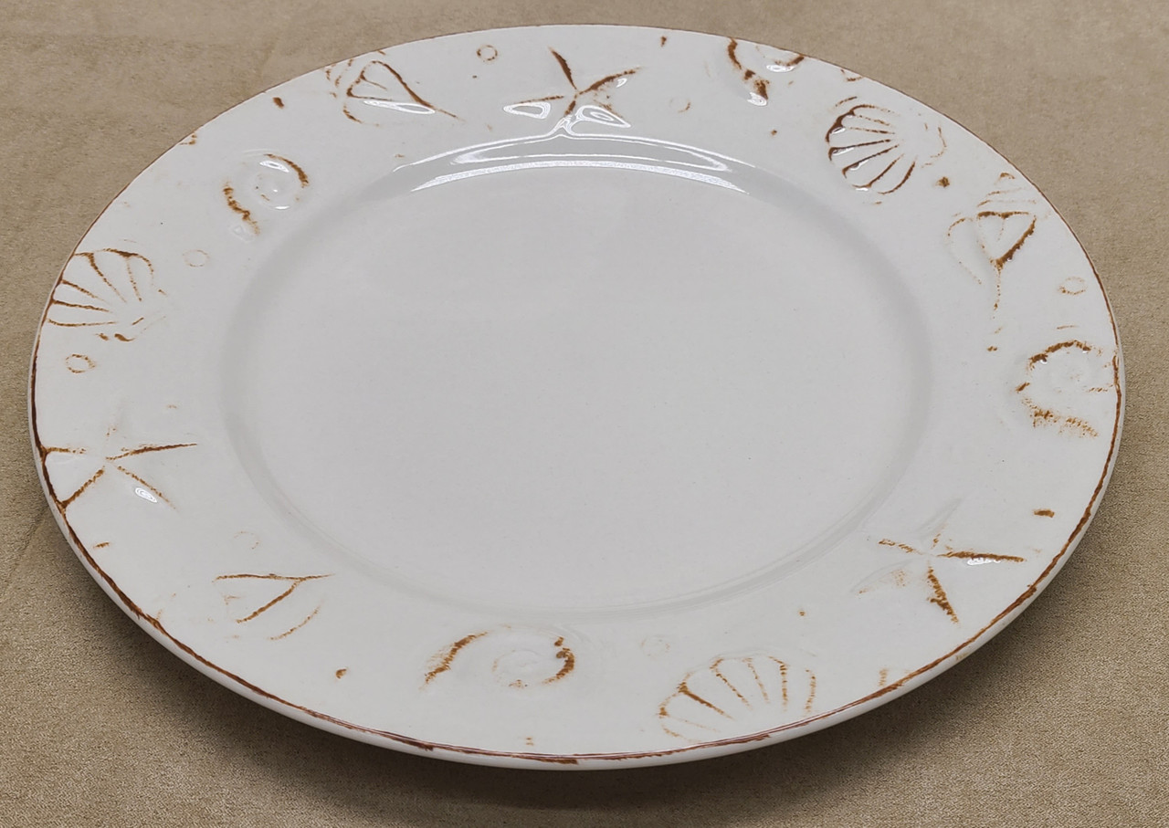 3 New Thomson Pottery "Hampton" Stoneware Seashell Dinner Plates