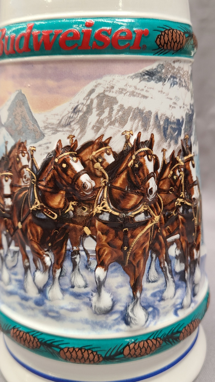 1986 & 1993 Budweiser Anheuser-Busch Holiday Steins Clydesdales