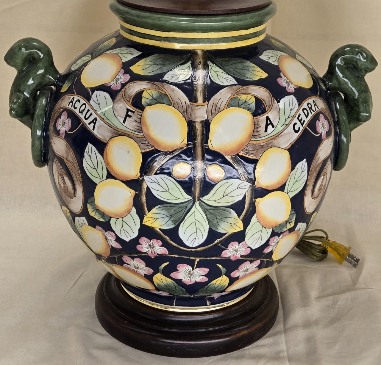 Vintage Ceramic Lamp "ACQUA CEDRA" Lemons
