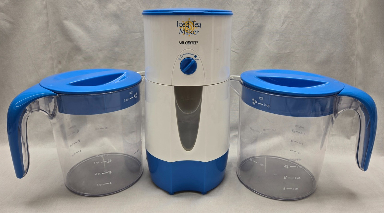 Mr. Coffee ICED TEA MAKER - Blue TM-30P - With 2 Pitchers - Tested Works Great!