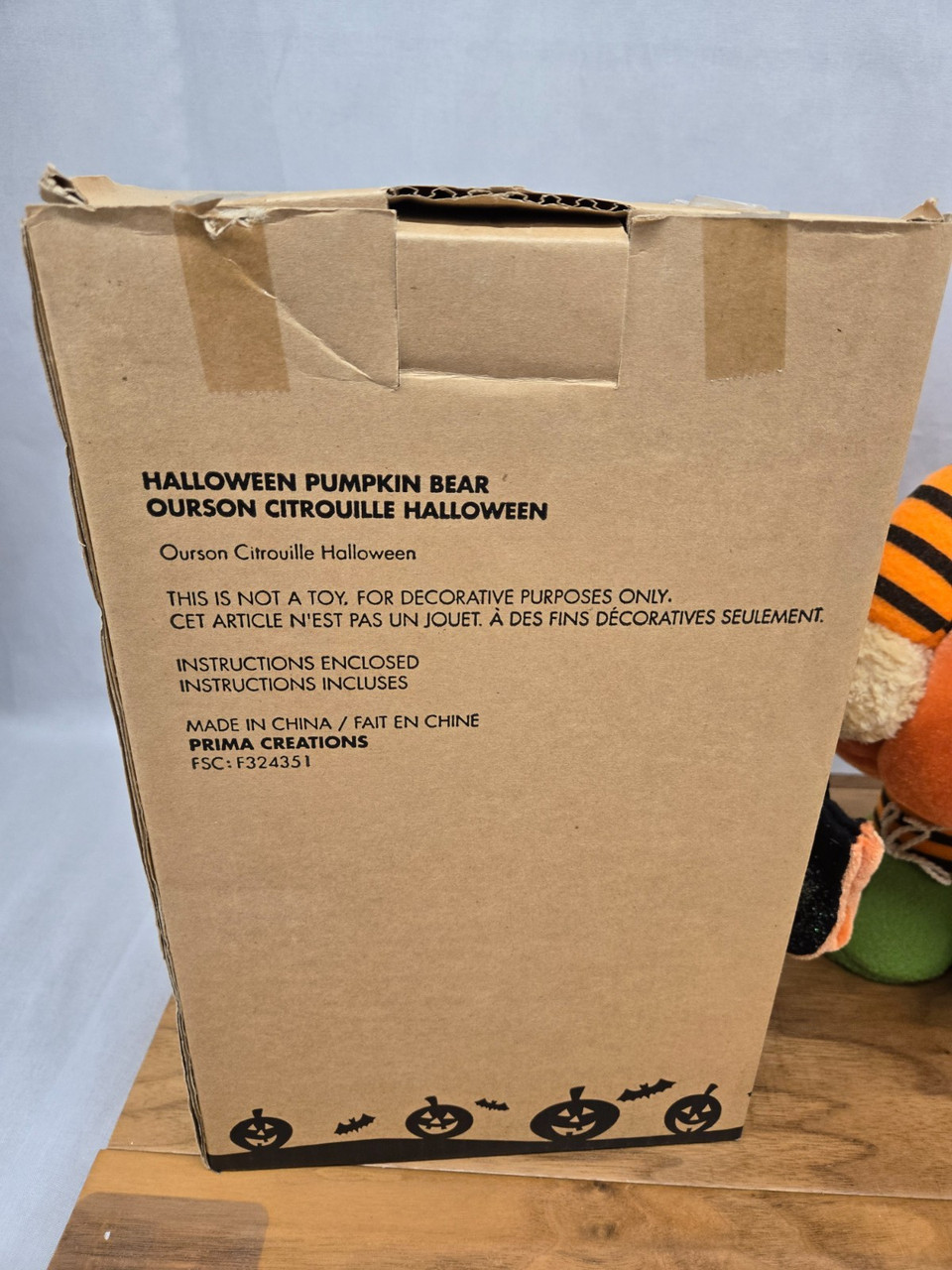 Vintage Avon Halloween Pumpkin Bear-Light up Jack O' Lantern w/ Box