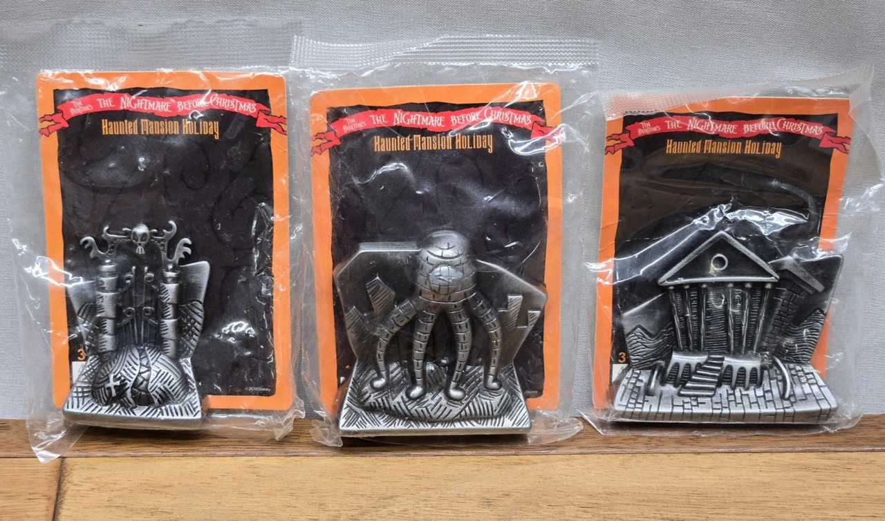 3 Disney THE NIGHTMARE BEFORE CHRISTMAS Haunted Mansion Holiday PEWTER FIGURINES