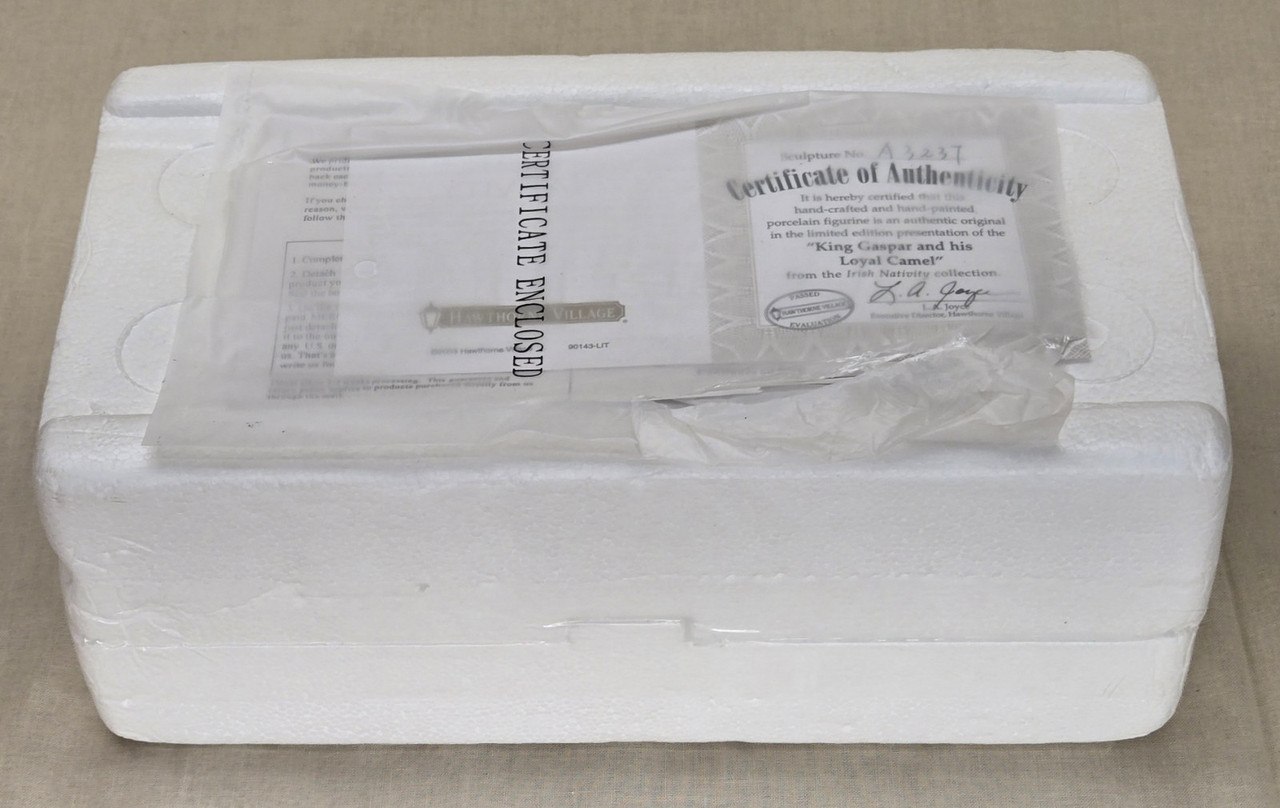 New Hawthorne Village Irish Nativity "King Gaspar and his Loyal Camel" New Hawthorne Village Irish Nativity "King Gaspar and his Loyal Camel"