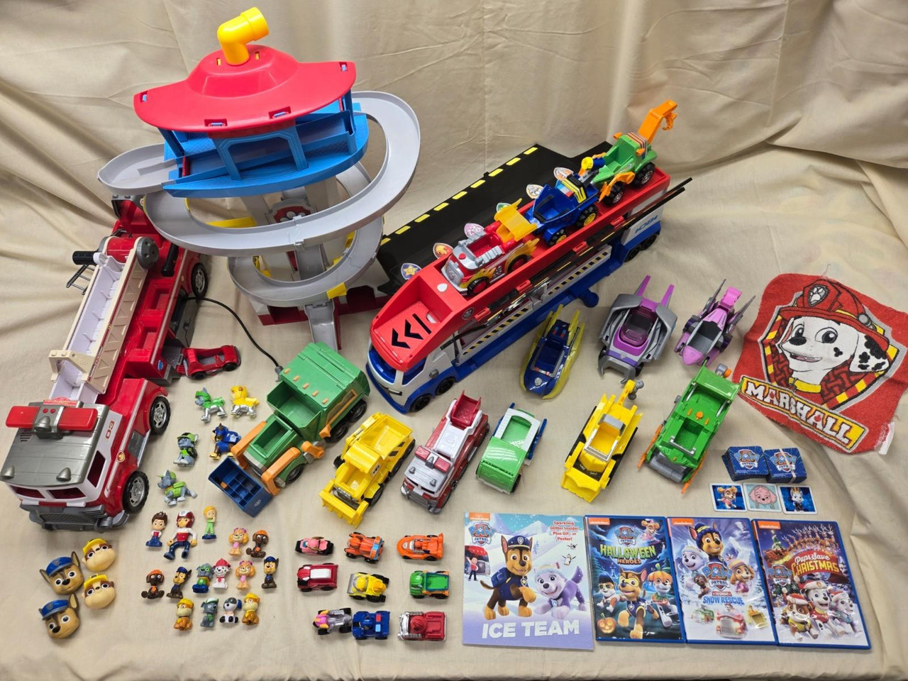 Huge Lot of Paw Patrol Toys Fire Truck Semi Cars Figurines Movies Huge Lot of Paw Patrol Toys Fire Truck Semi Cars Figurines Movies