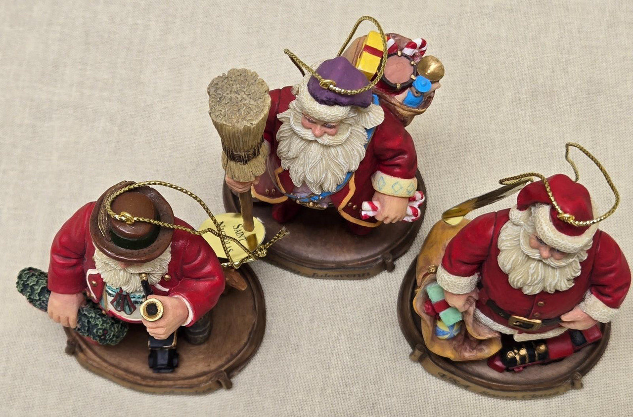 3 Danbury Mint Santa Around the World Ornaments - Austria, Norway, USA 3 Danbury Mint Santa Around the World Ornaments - Austria, Norway, USA