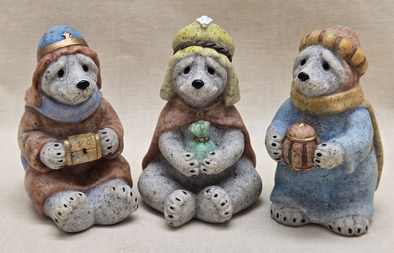 Quarry Critters Wise Wiser Wisest 3 Bear Wisemen Christmas Kings w/ Gifts Quarry Critters Wise Wiser Wisest 3 Bear Wisemen Christmas Kings w/ Gifts
