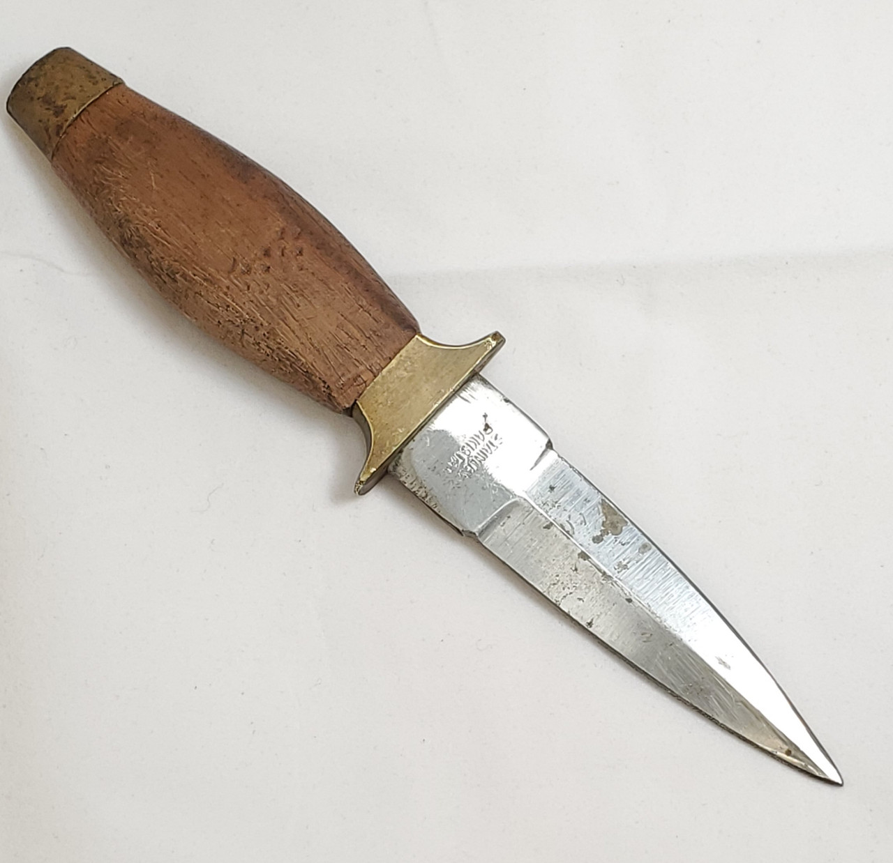 Vintage Stainless Pakistan Dagger Boot Knife Brass Wood Handle