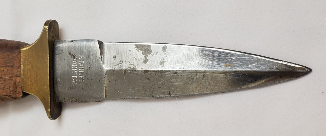Vintage Stainless Pakistan Dagger Boot Knife Brass Wood Handle