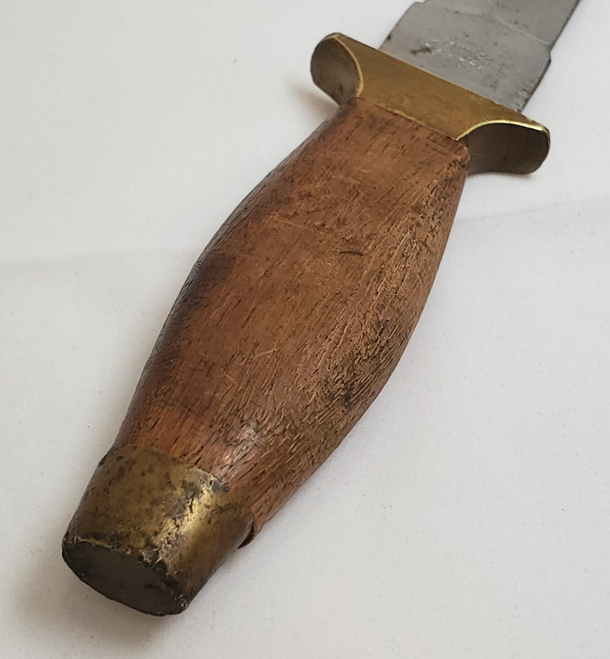 Vintage Stainless Pakistan Dagger Boot Knife Brass Wood Handle