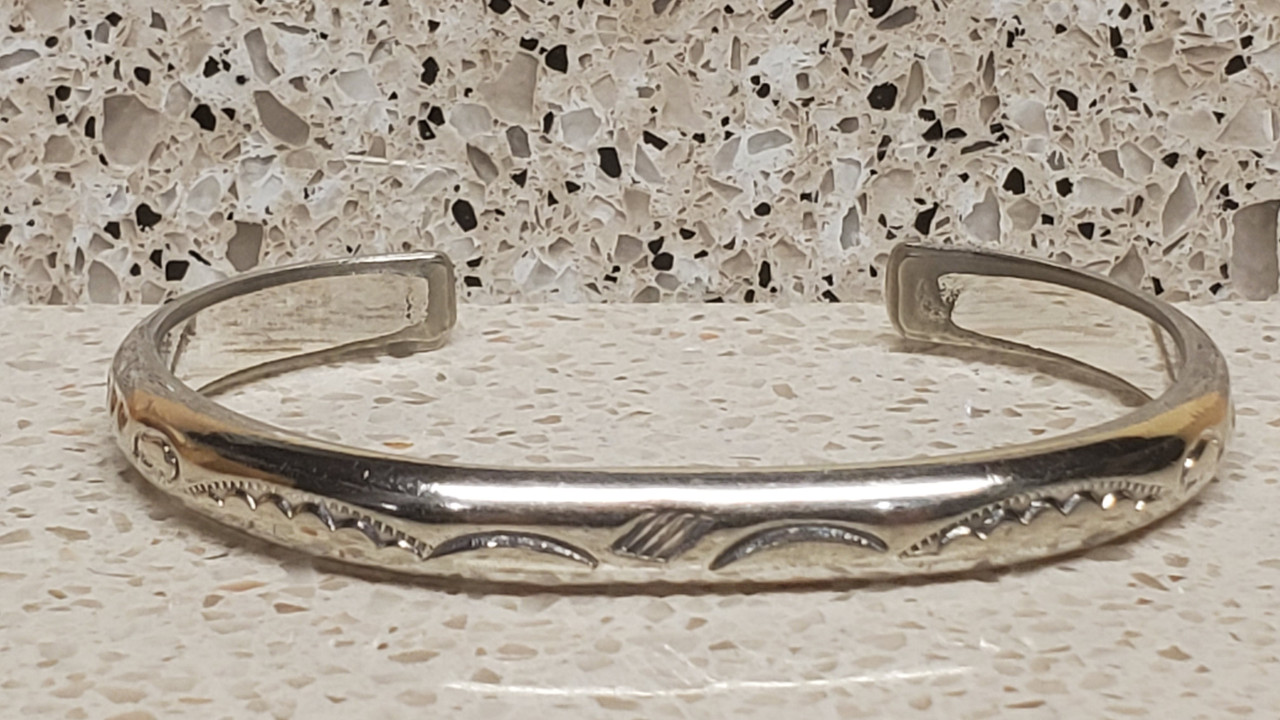 Native American Navajo Sterling Silver "Buffalo Hills" Cuff Bracelet