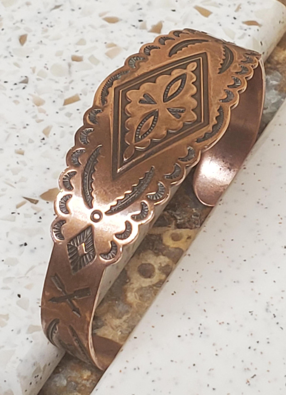 Vintage Solid Copper Native American Cuff Bracelet