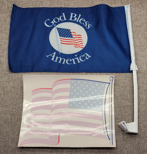 "God Bless America" Car/Truck Window Flag & Window Cling