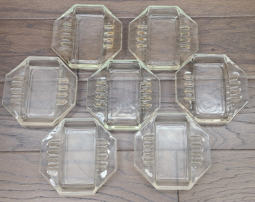 7 Clear Glass Rectangle Ashtrays - Game Night, Cards, Party