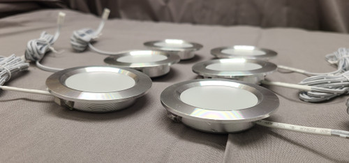 Round Stainless 12 Volt LED Cabinet Lights (pack of 6)