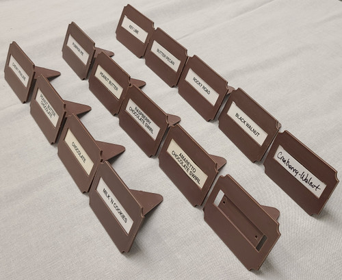 Brown Plastic Label Signs (has Fudge Flavors now)