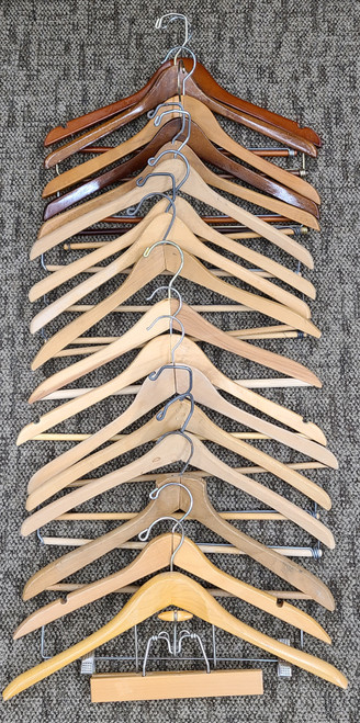 Lot of 17 Wood Coat Hangers Plain