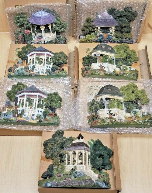 7 Garden Gazebo Scenes Settings 3D Plaques Wall Decor