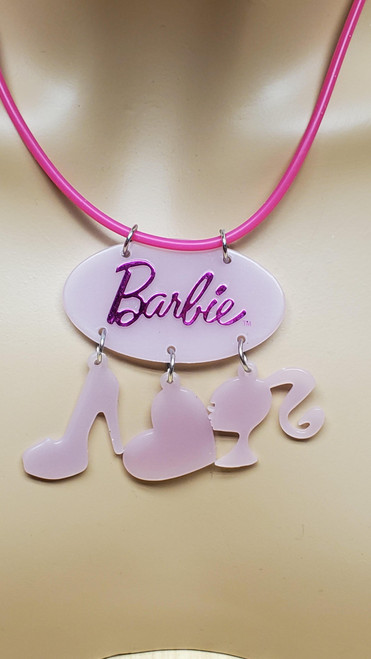 2011 Barbie Glow Charm Pink Necklace RARE
