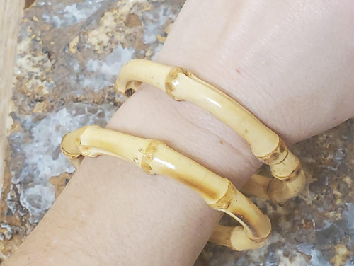 2 Natural Bamboo Bangle Bracelets