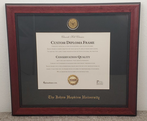 Johns Hopkins University Diploma FRAME College Graduate