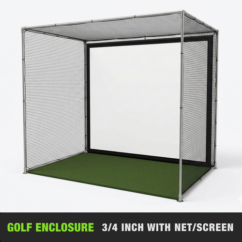 golf cage with golf net and golf screen