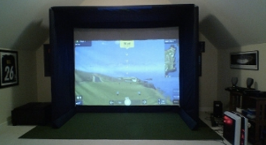 A completed golf simulator setup