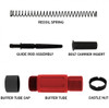 MCS AR-15 Complete Compact Short Buffer Tube Kit 3.5'' Cerakote - Red W/ Black Cap 