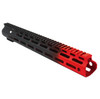 MCS AR-15 15" ANGLE CUT CLAMP ON M-LOK HANDGUARD - CERAKOTE GRADIENT - BASE BLACK - RED 