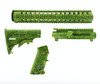 MCS AR-15 Cerakote Splatter Furniture Set - Upper Receiver - 15" Rail - A2 Grip - Stock - Base Color Zombie Green 