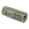 MCS AR-15 Micro Slip Over Barrel Shroud Muzzle Brake USA Made With Multi Port - Anodized Green 