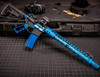 MCS AR-15 Micro Slip Over Barrel Shroud Muzzle Brake USA Made With Multi Port - Anodized Blue 