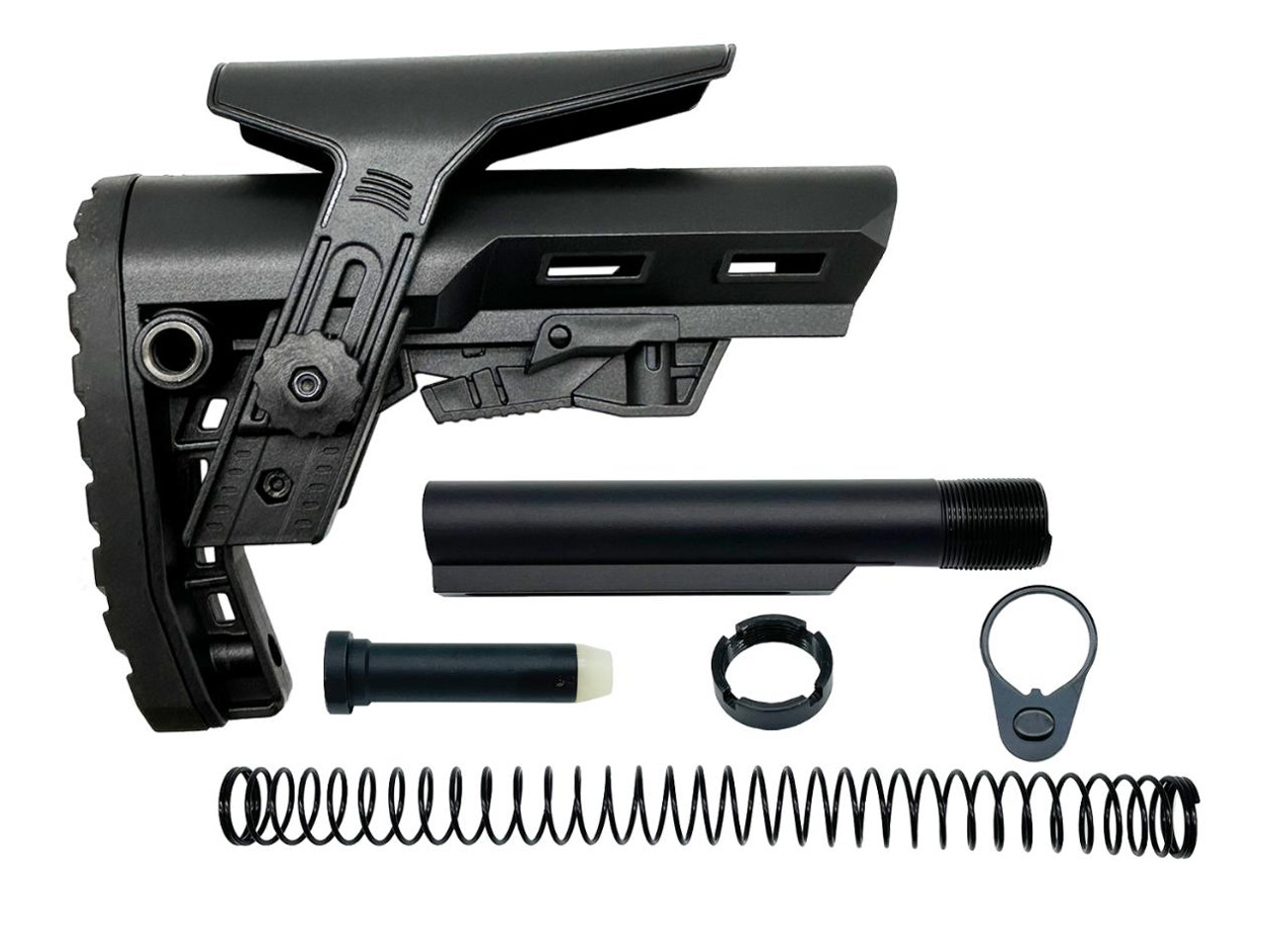 MCS AR-15 Mil-Spec Buttstock With Cheek Rest Black - Set 