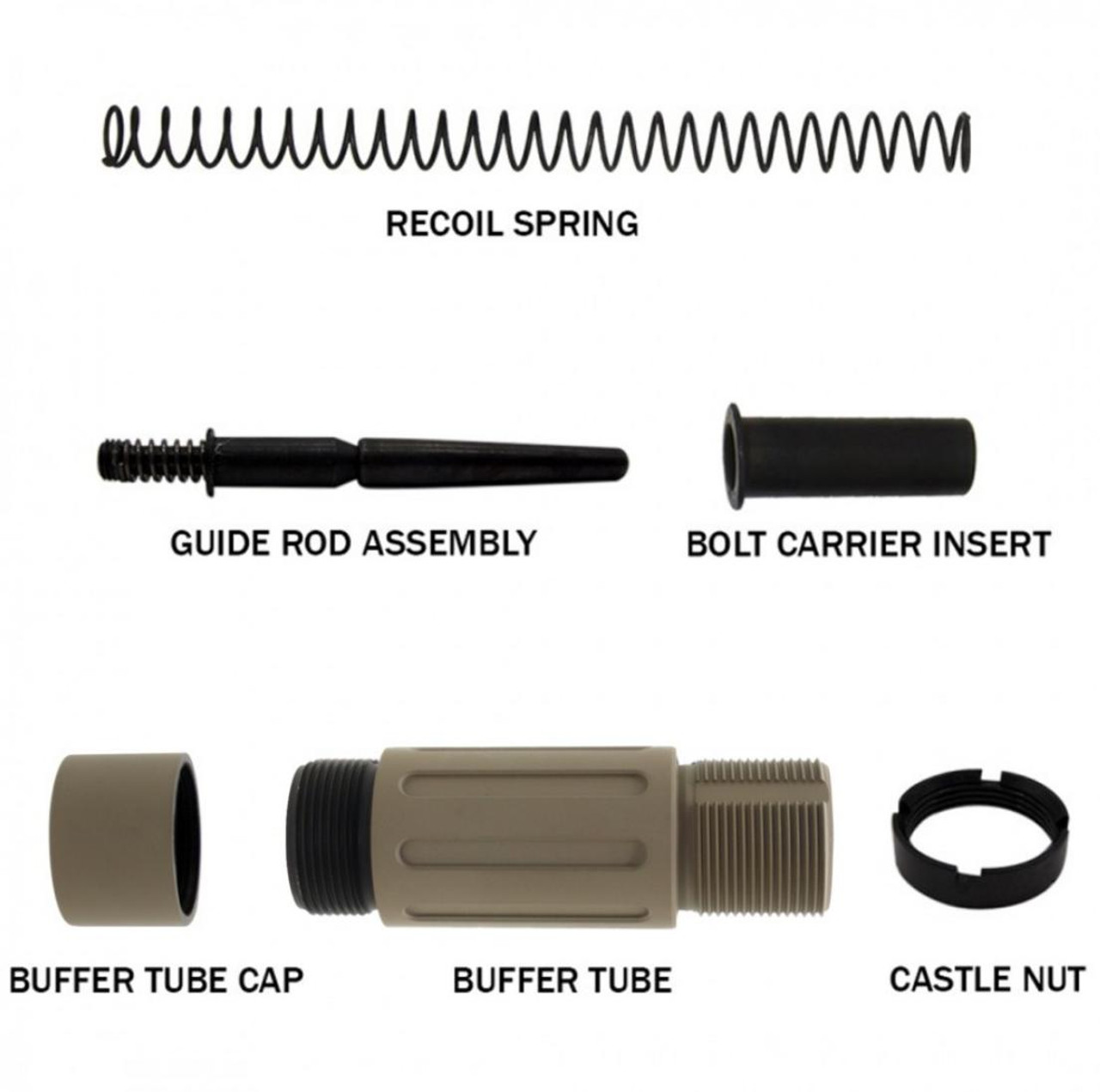 MCS AR-15 Complete Compact Short Buffer Tube 3.5'' Cerakote - FDE 